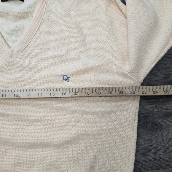 Christian Dior Vintage Knit Sweater Butter Yellow Soft Preppy Men's Size Large